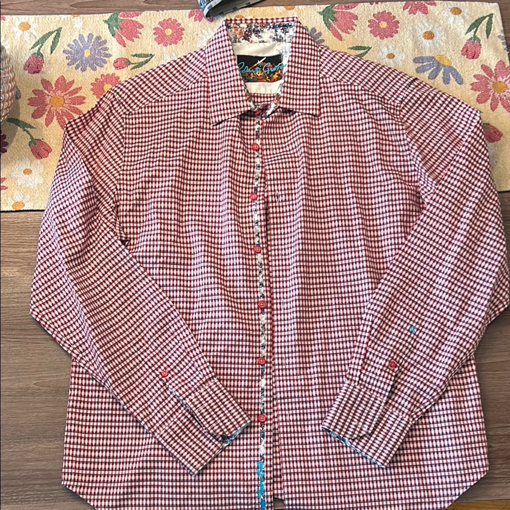 Robert Graham Red and White Gingham Casual Shirt